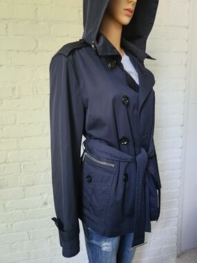 Michael Kors Black Hooded Utility Jacket with Belt